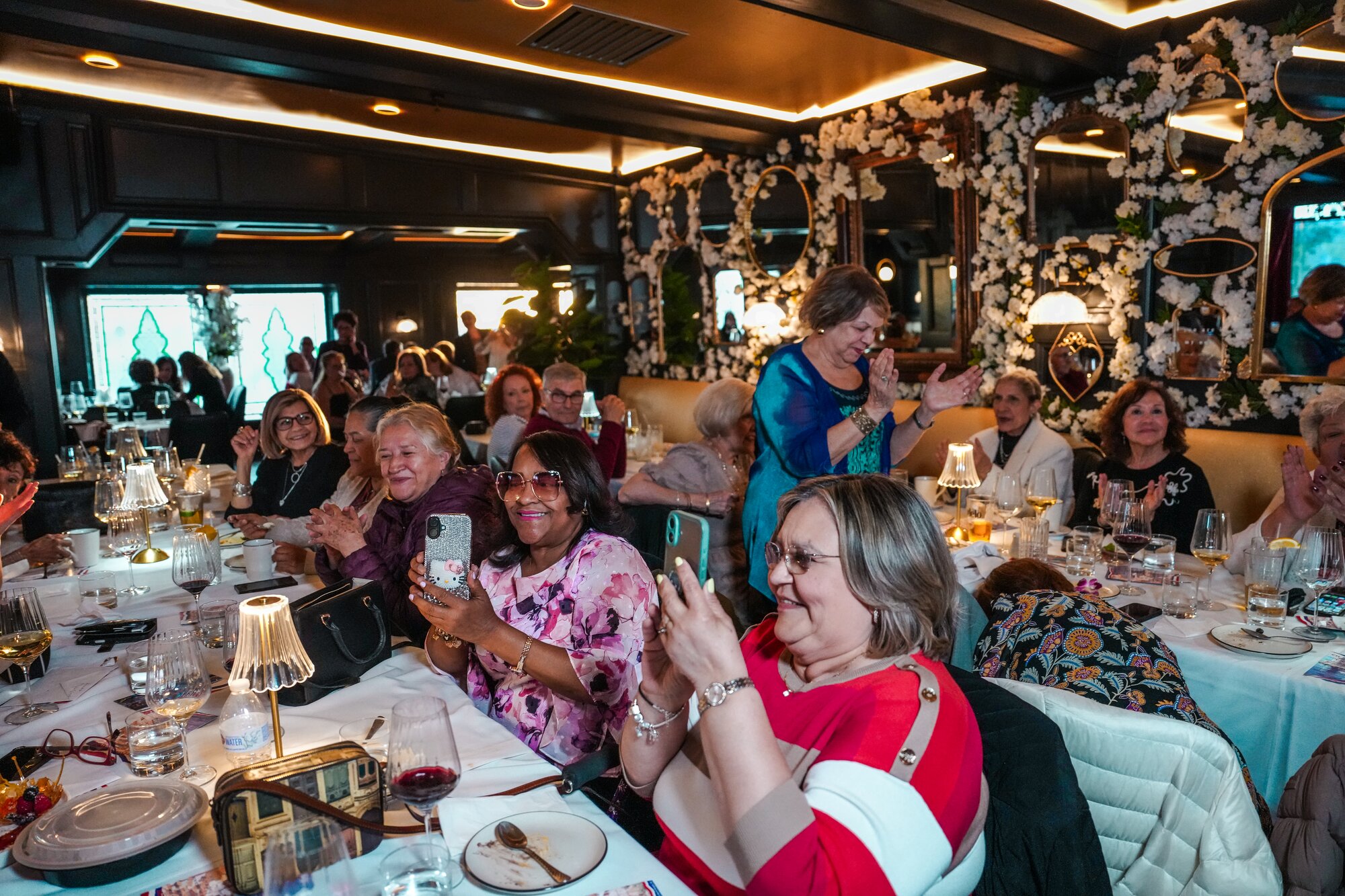 A full dining room celebrating together